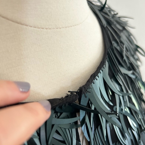 Topshop | Teal Sequined Blazer Jacket - Picture 3 of 4